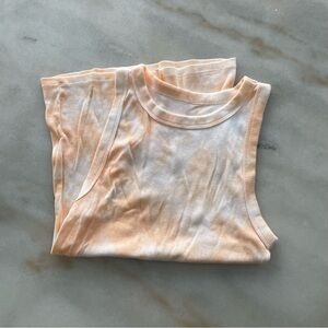 A new day Peach and White Sleeveless Top size m